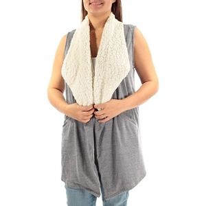 Chelsea Sky Faux Sherpa Collared Cardigan Vest Knit Women's‎ Size M NEW